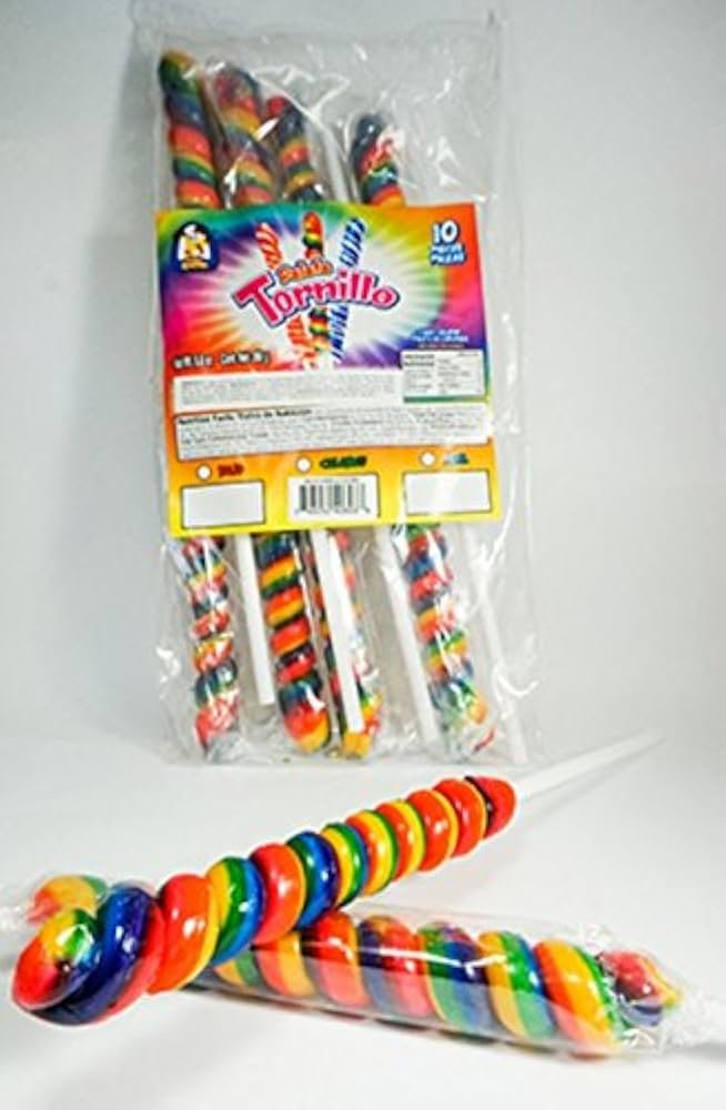 GM Paleta Tornillo Colores – Rainbow Screw Lollipop (10 ct Bag)