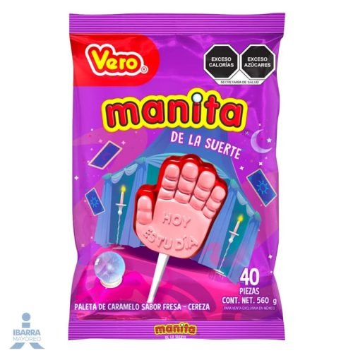 Vero Manita de la Suerte – Hand Shaped Lollipop (40 ct Bag)