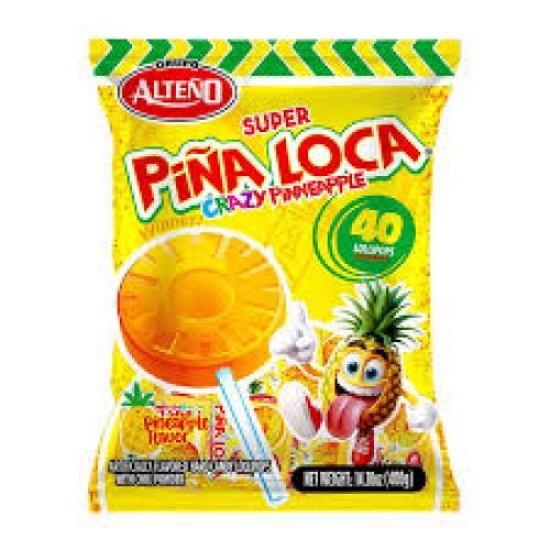 Alteño Piña Loca – Spicy Pineapple Lollipop (40 ct Bag)