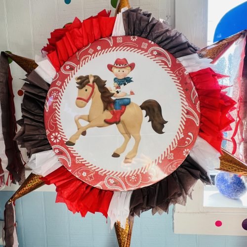 Cowboy Round Piñata with 6 cones