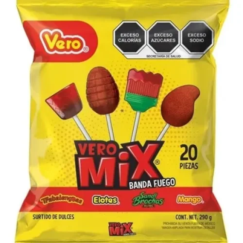 Vero Mix Banda Fuego – Assorted Chili Lollipops (40 ct Bag)