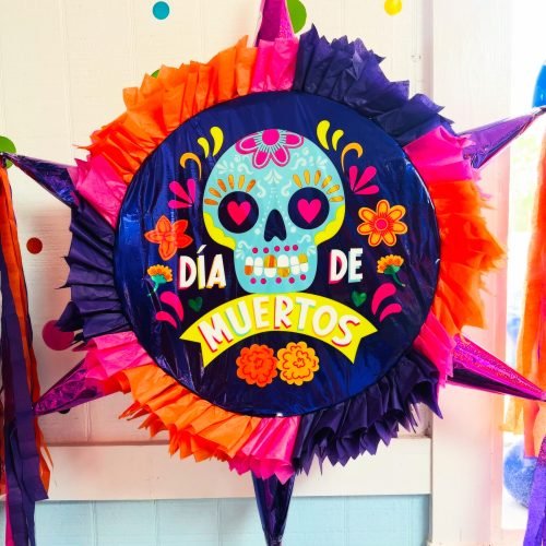 Dia de Muertos Round Piñata  with 6 cones