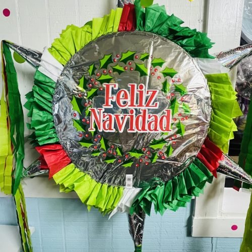 Christmas Round Piñata with 6 cones (17-inch)