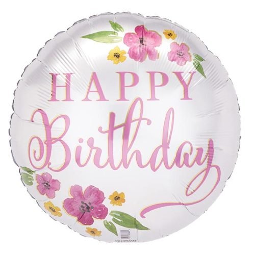 Happy Birthday Pink Flowers – Balloon