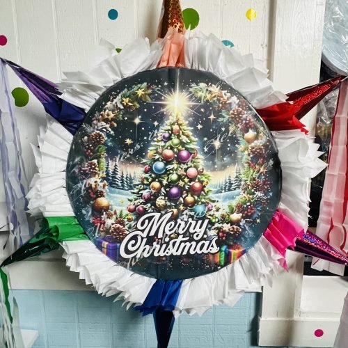 Christmas Round Piñata with 6 cones (17-inch)