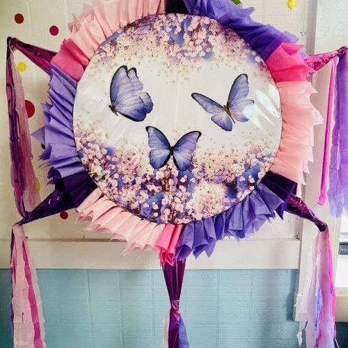 Butterflies Round Piñata with 6 cones (17-inch)